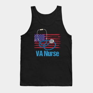 VETERAN AFFAIRS NURSE: VA Nurse American Flag Tank Top